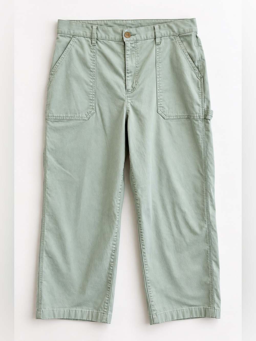 Lands' End Womens 16 Sage Green Utility Carpenter Pants Cropped Workwear K96